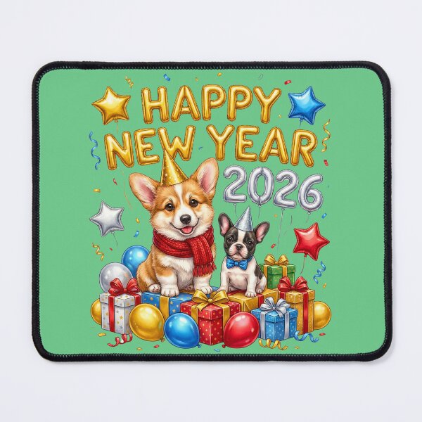 Item preview, Adorable Beagle & Golden Retriever Puppy New Year 2026 Celebration | Huge Pile of Gifts Party designed and sold by E-SarnEdge.