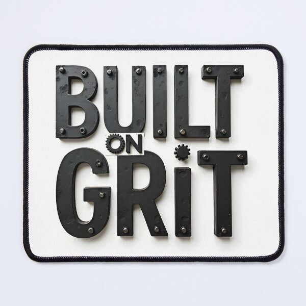 Item preview, Built On Grit Industrial 3D Typography Design - white background designed and sold by Wear2Transform.