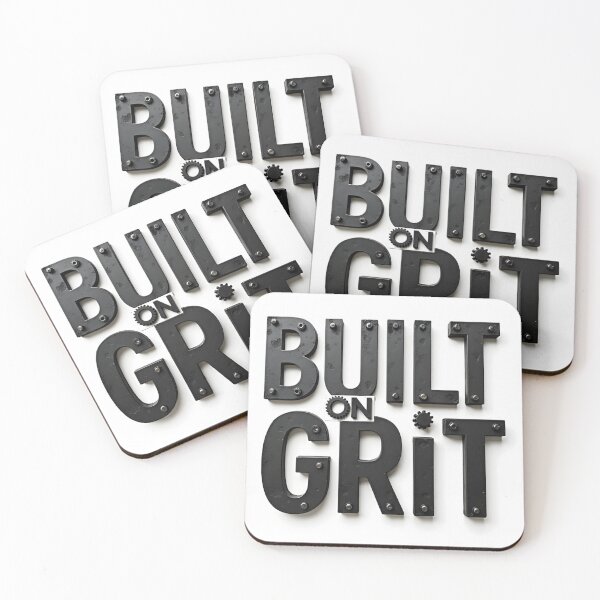 Item preview, Built On Grit Industrial 3D Typography Design - white background designed and sold by Wear2Transform.