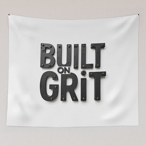 Item preview, Built On Grit Industrial 3D Typography Design - white background designed and sold by Wear2Transform.