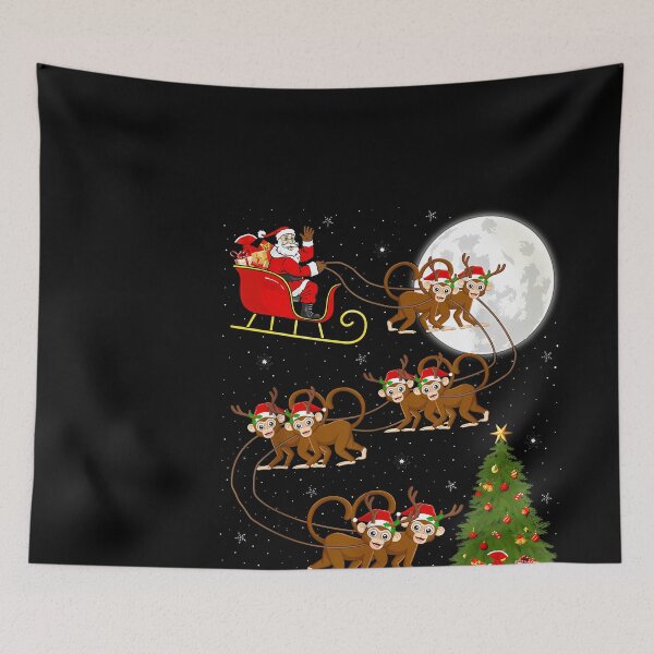 Item preview, Monkey Santa Sleigh Flying Funny Magical Christmas designed and sold by broncosteam.