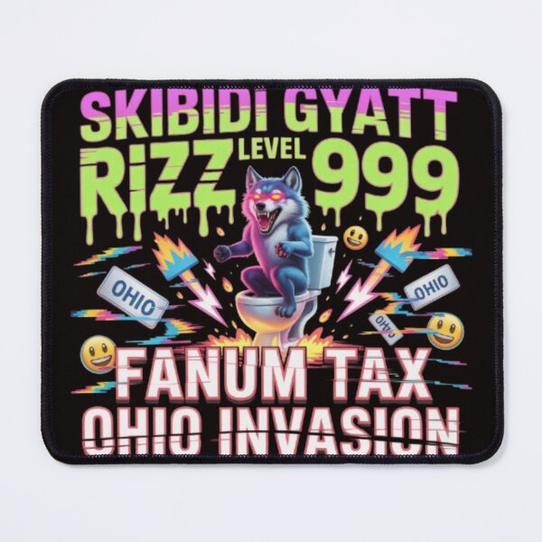 Item preview, Skibidi Gyatt Rizz Level 999 Fanum Tax Ohio Invasion Wolf Meme designed and sold by Dano-Designs.