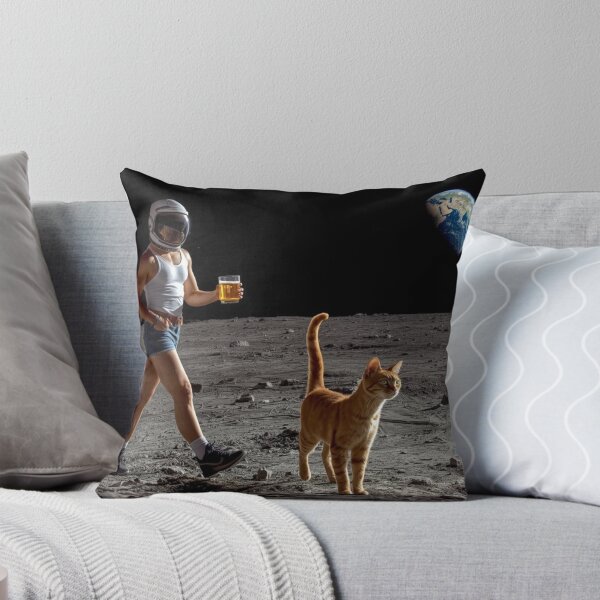 Item preview, Neil Armstrong on the Moon in Casual Clothes with His Cat | Whimsical Space Art designed and sold by Chippychips1.
