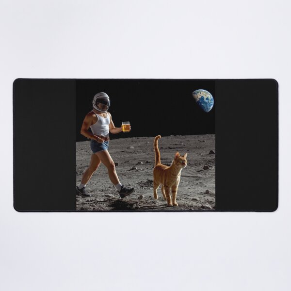 Item preview, Neil Armstrong on the Moon in Casual Clothes with His Cat | Whimsical Space Art designed and sold by Chippychips1.