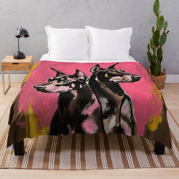 Item preview, Doberman Duo on Pink Abstract Background designed and sold by KiraChie.