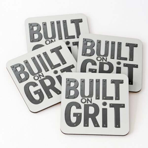 Item preview, Built On Grit Industrial 3D Typography Design - transparent background on grey designed and sold by Wear2Transform.