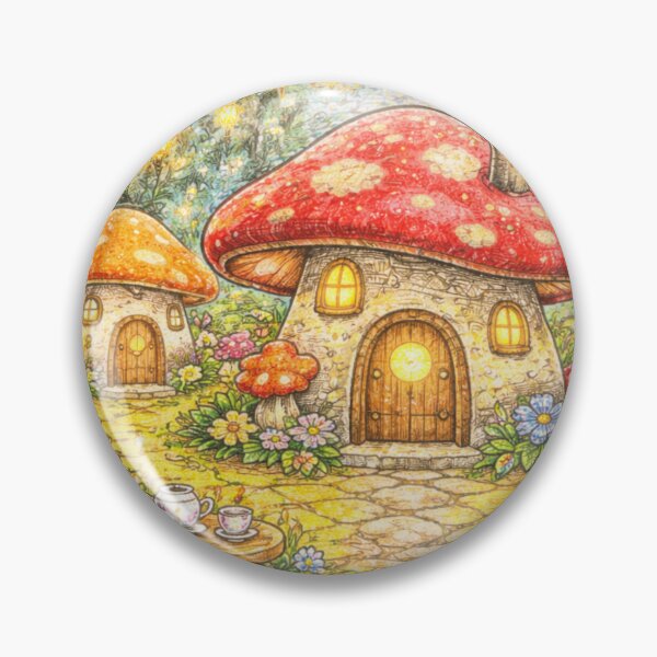 Item preview, Lanterned Garden Mushroom Village - In Color Pencil designed and sold by thecrayawnbox-.
