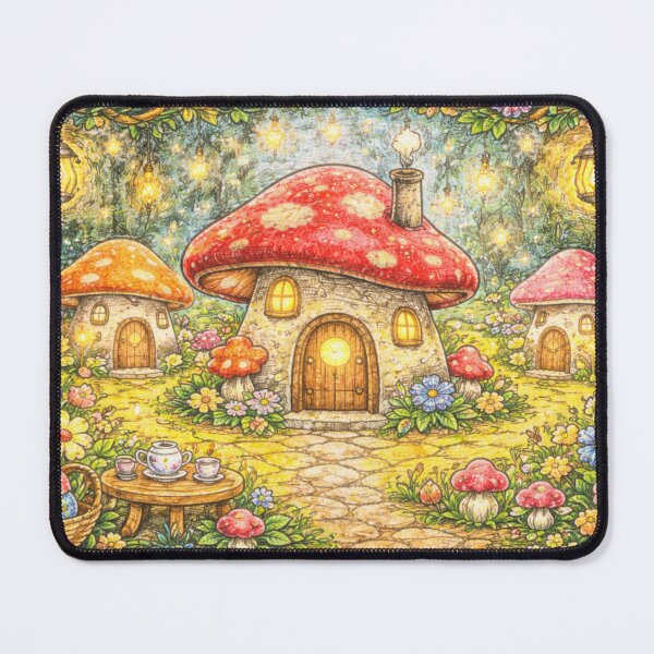 Item preview, Lanterned Garden Mushroom Village - In Color Pencil designed and sold by thecrayawnbox-.