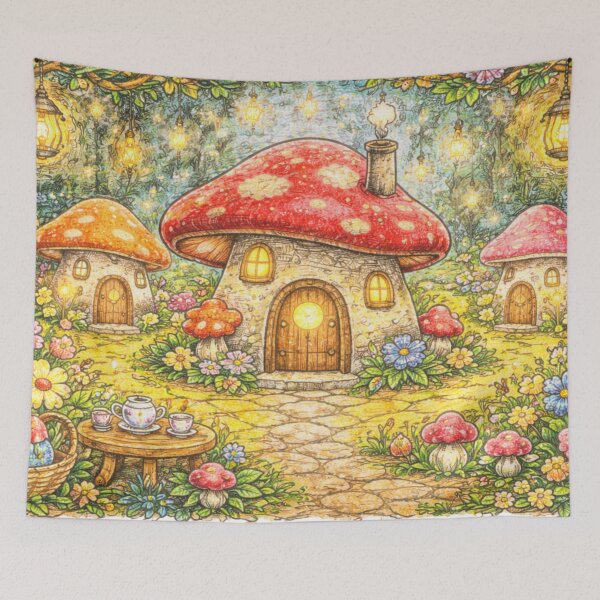 Item preview, Lanterned Garden Mushroom Village - In Color Pencil designed and sold by thecrayawnbox-.