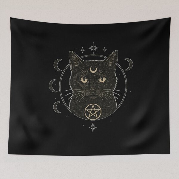 Item preview, SVT Midnight Familiar Black Cat | Lunar Witchcraft Pagan Familiar Art designed and sold by SEVERTREND APPAREL .