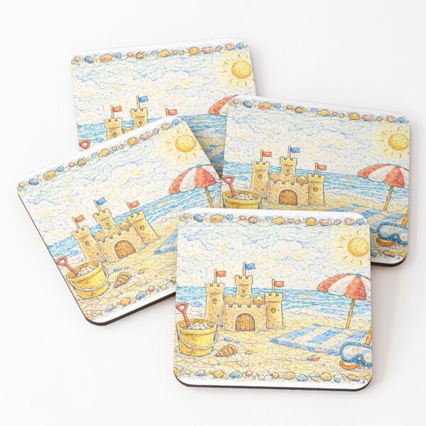 Item preview, Shell Framed Seaside Picnic - In Crayon designed and sold by thecrayawnbox-.