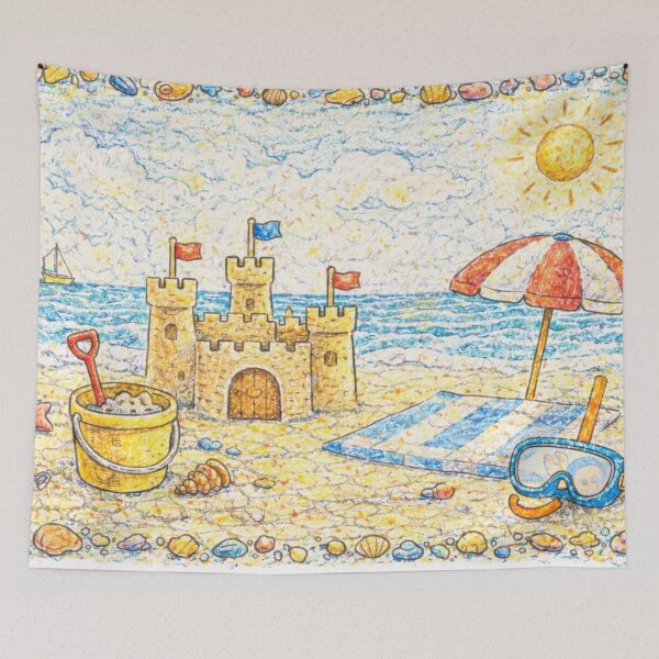 Item preview, Shell Framed Seaside Picnic - In Crayon designed and sold by thecrayawnbox-.