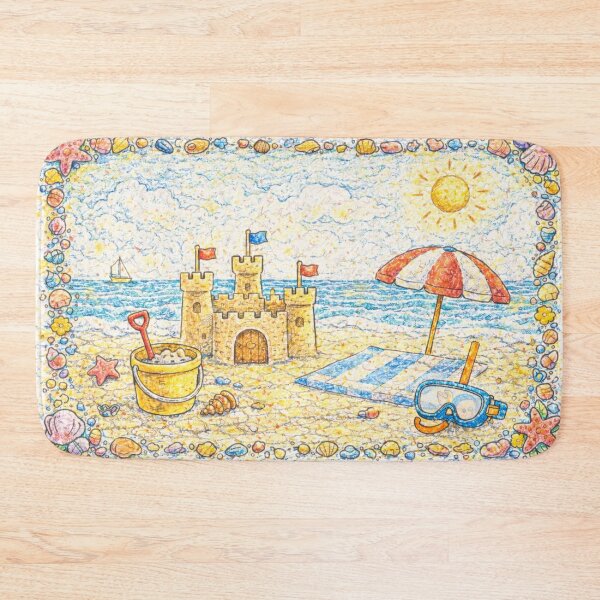 Item preview, Shell Framed Seaside Picnic - In Crayon designed and sold by thecrayawnbox-.