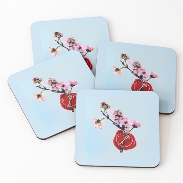 Item preview, Cherry Blossom Branch with Red Wax Seal – Romantic Still Life Photography designed and sold by BlueRidgeBazaar.