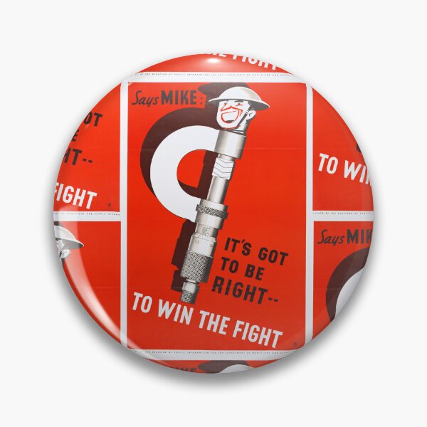 Item preview, Vintage WWII Propaganda Poster | Precision Manufacturing Art | Canadian Home Front | Micrometer Mike | Bold Red Graphic Design designed and sold by artofuniverse.