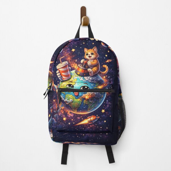 Item preview, Cat Controlling Earth in Space – Funny Cosmic Cat Illustration, Surreal Universe Art designed and sold by RevieusaR.