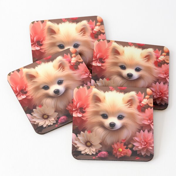 Item preview, Precious Pomeranian Puppy Art Surrounded By Pink Flowers  designed and sold by DEC02.