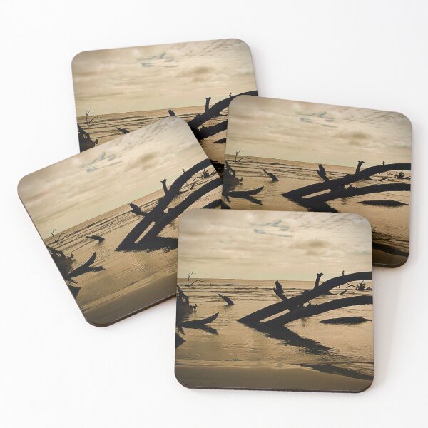 Item preview, Sunken Driftwood at Dusk – Haunting Coastal Decay Photography designed and sold by BlueRidgeBazaar.