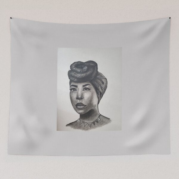 Item preview, Charcoal Portrait of a Woman in Headwrap – Expressive Figure Drawing designed and sold by BlueRidgeBazaar.