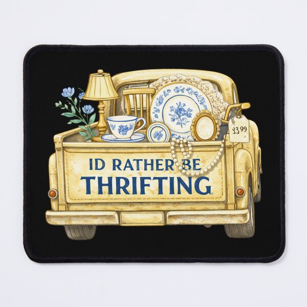 Item preview, I’d Rather Be Thrifting - Thrift Truck, Antique Decor & Blue China, Cottagecore Thrifting designed and sold by CuddleCauldron.