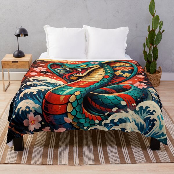 Item preview, Vibrant Japanese Cobra Art | Neon Ukiyo-e Serpent Illustration designed and sold by Chippychips1.