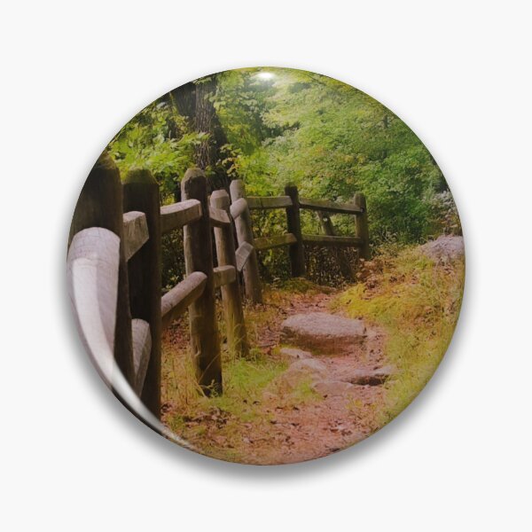 Item preview, Sendero forestal con valla rústica: fotografía de un sendero forestal tranquilo designed and sold by BlueRidgeBazaar.