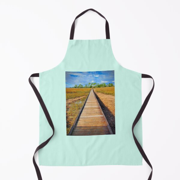 Item preview, Wooden Boardwalk Through Marshland – Peaceful Coastal Landscape Photography designed and sold by BlueRidgeBazaar.