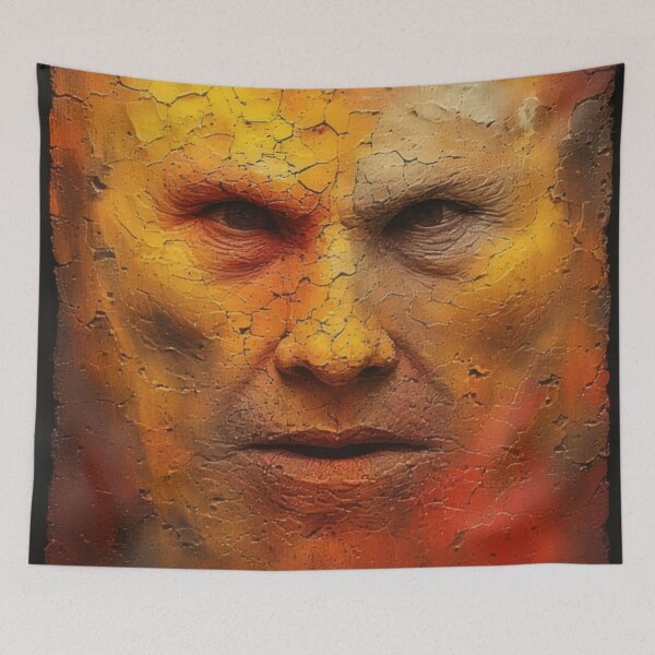 Item preview, Weathered portrait in shades of yellow and red designed and sold by Mianku | Für das Leben.