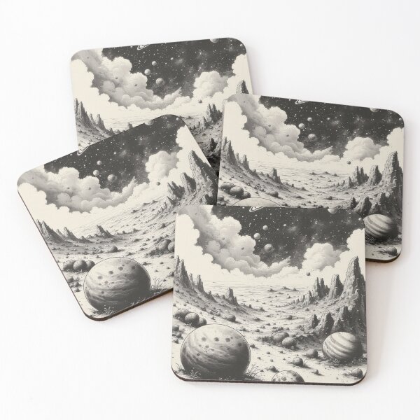 Item preview, Alien planet with rocky cliffs and spheres designed and sold by Mianku | Für das Leben.