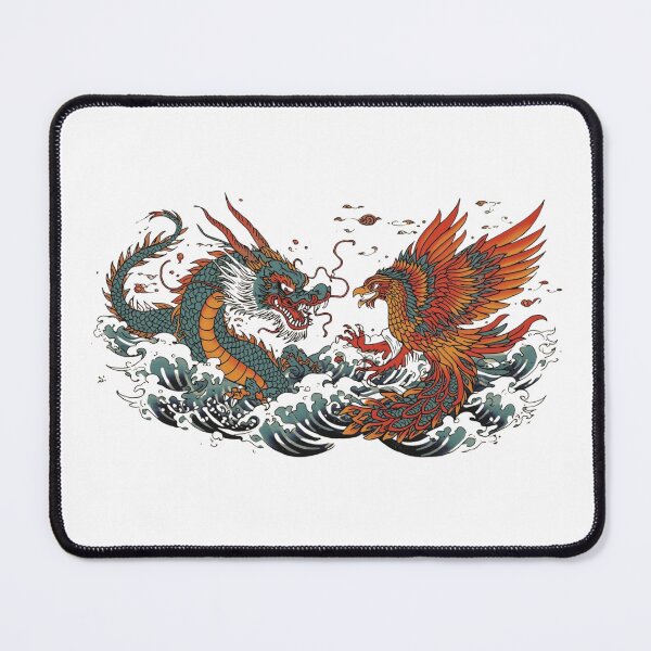 Item preview, Traditional Japanese Dragon and Phoenix | Ukiyo-e Mythical Art Illustration designed and sold by Chippychips1.