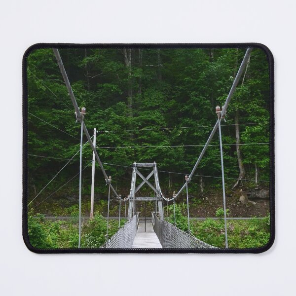 Item preview, Suspension Bridge in Green Forest – Scenic Nature Photography designed and sold by BlueRidgeBazaar.