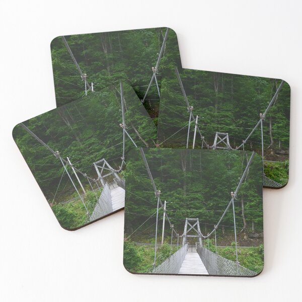 Item preview, Suspension Bridge in Green Forest – Scenic Nature Photography designed and sold by BlueRidgeBazaar.