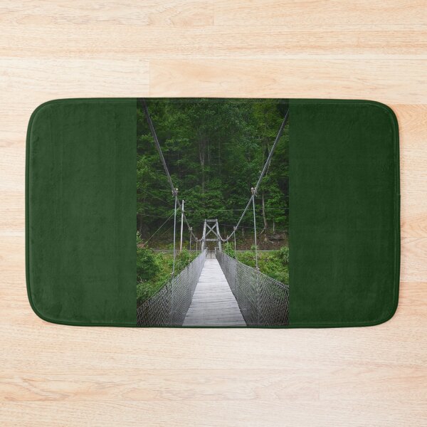 Item preview, Suspension Bridge in Green Forest – Scenic Nature Photography designed and sold by BlueRidgeBazaar.