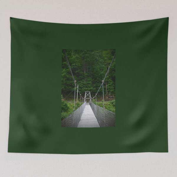 Item preview, Suspension Bridge in Green Forest – Scenic Nature Photography designed and sold by BlueRidgeBazaar.