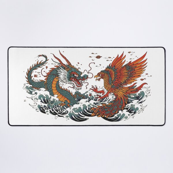 Item preview, Traditional Japanese Dragon and Phoenix | Ukiyo-e Mythical Art Illustration designed and sold by Chippychips1.