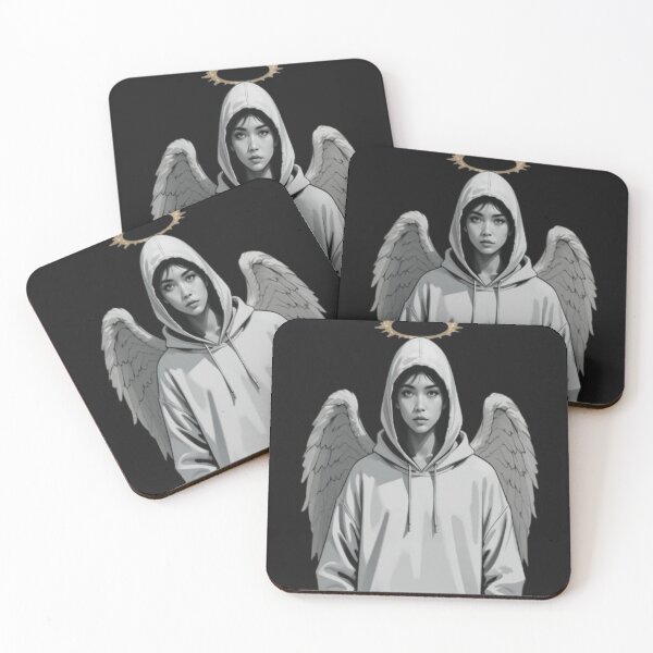 Item preview, Guardian Angel in Hoodie – Minimalist Dark Aesthetic Angel Art designed and sold by Chic  Artistry.