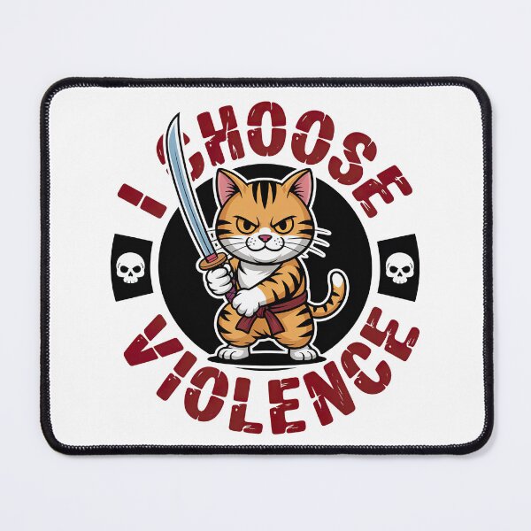 Artikelvorschau, Ich wähle Gewalt (Lustige Samurai-Katze) entworfen und verkauft von graphic-genie.