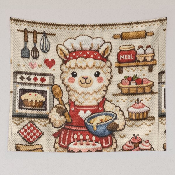 Item preview, Funny llama cooking, great knitting design designed and sold by Mauswohn.