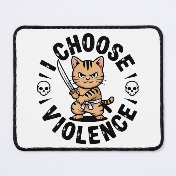 Artikelvorschau, Ich wähle Gewalt (Lustige Samurai-Katze) entworfen und verkauft von graphic-genie.