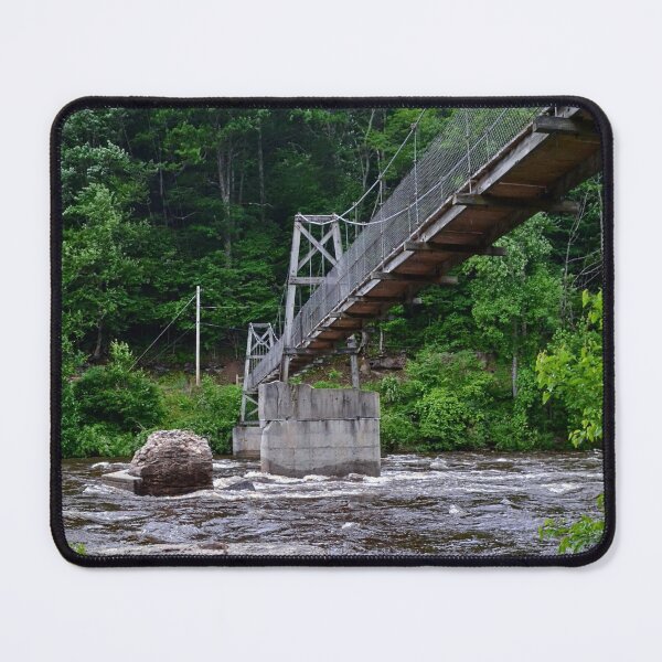 Item preview, Suspension Bridge Over Forest River – Tranquil Nature Photography designed and sold by BlueRidgeBazaar.