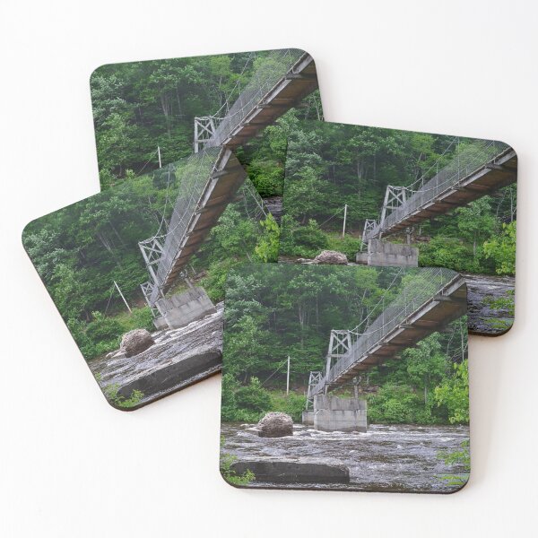 Item preview, Suspension Bridge Over Forest River – Tranquil Nature Photography designed and sold by BlueRidgeBazaar.