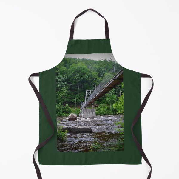 Item preview, Suspension Bridge Over Forest River – Tranquil Nature Photography designed and sold by BlueRidgeBazaar.