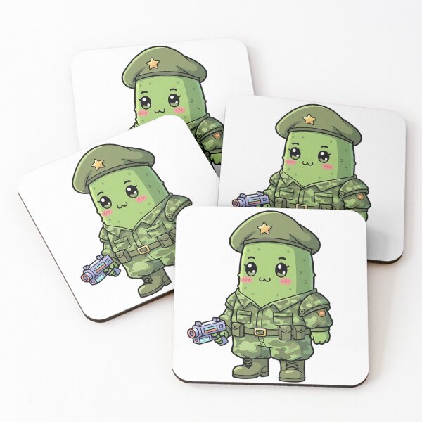 Item preview, Kawaii Pickle Soldier – Cute 90s Retro Cartoon, Vietnam Style Pickle designed and sold by GlobalBoom.
