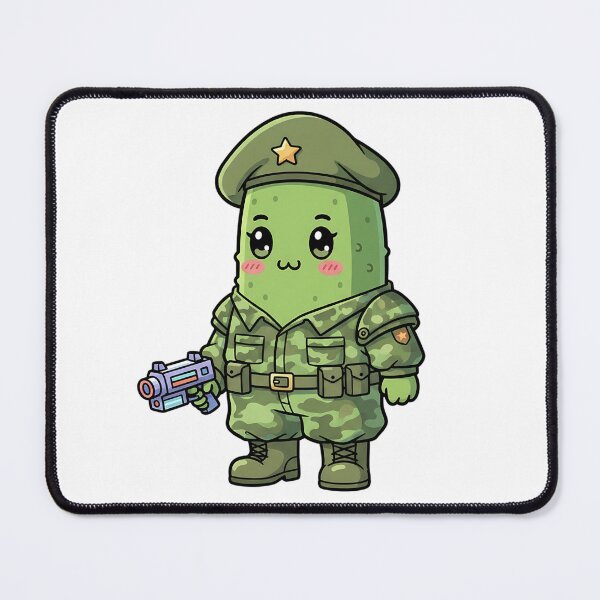 Item preview, Kawaii Pickle Soldier – Cute 90s Retro Cartoon, Vietnam Style Pickle designed and sold by GlobalBoom.