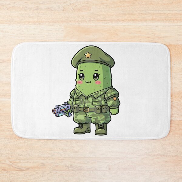 Item preview, Kawaii Pickle Soldier – Cute 90s Retro Cartoon, Vietnam Style Pickle designed and sold by GlobalBoom.