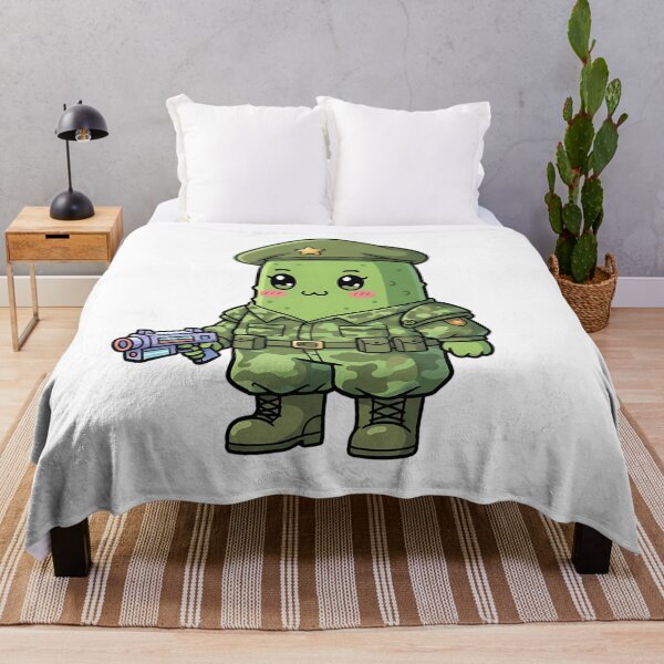 Item preview, Kawaii Pickle Soldier – Cute 90s Retro Cartoon, Vietnam Style Pickle designed and sold by GlobalBoom.