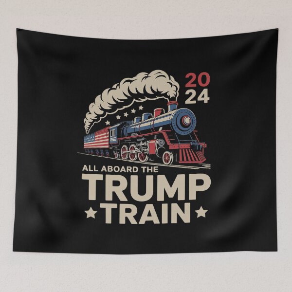 Item preview, Trump All Aboard The Trump Train USA American Flag designed and sold by MarkLeedsArt.