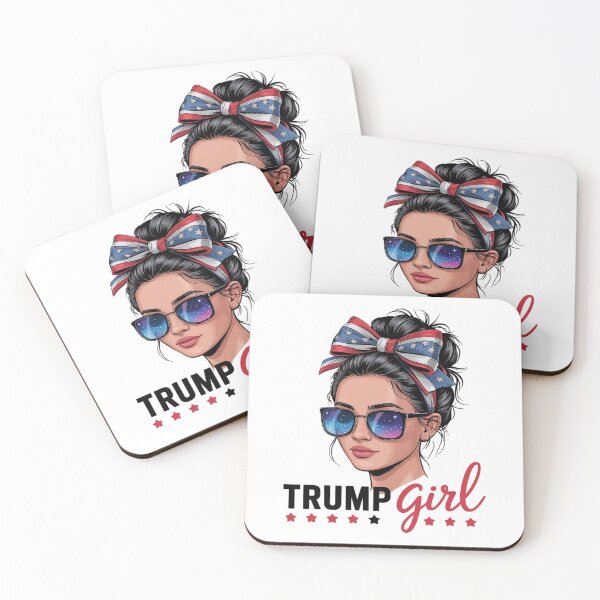 Item preview, Trump Girl Messy Bun Sunglasses Trump 2024 USA Flag designed and sold by MarkLeedsArt.