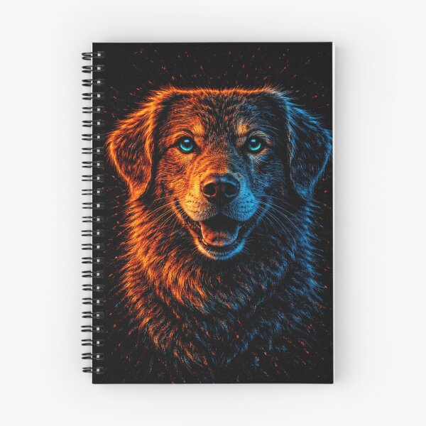 Item preview, Neon Dog Art – Cyberpunk Animal Portrait in Blue and Orange designed and sold by kastabembe.