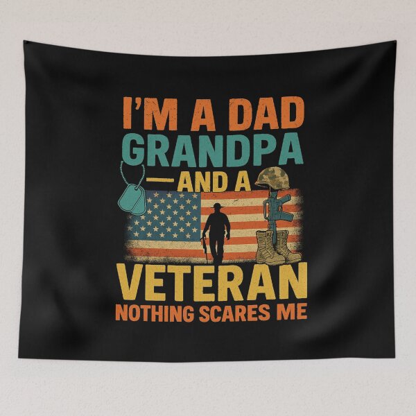 Item preview, I’m a Dad Grandpa and a Veteran Nothing Scares Me Patriotic Quote designed and sold by flagylART.